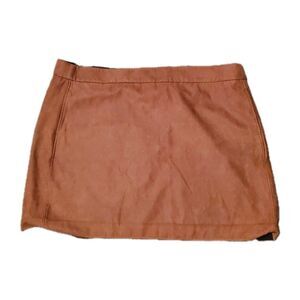 J Crew Browm Faux Suede Camel Mini Skirt Academia Preppy Pockets Zipper Size 24